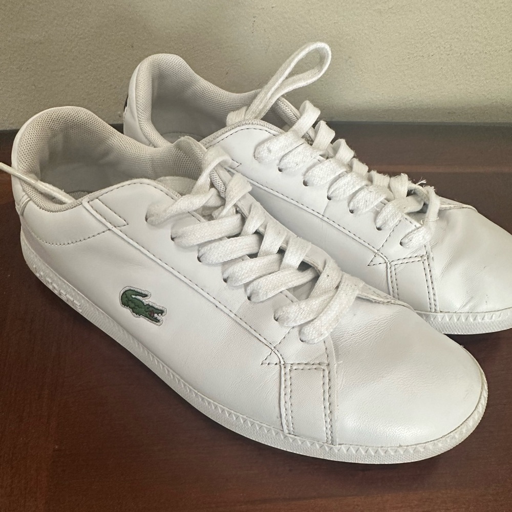 White Lacoste sneakers girls size 5.5
